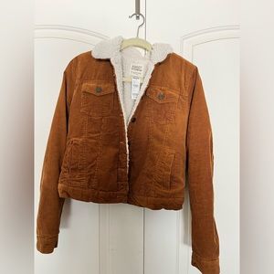 NWT cropped baby corduroy jacket w/Sherpa lining- small